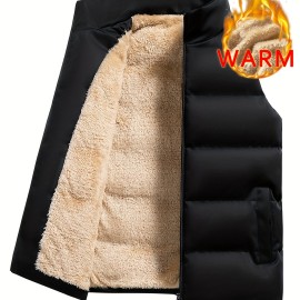 Men's Warm Fleece Stand Collar Winter Vest For Outdoor Activities