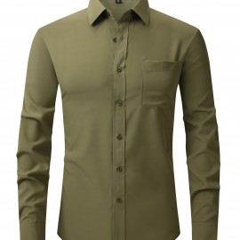 Men's Basic Button Down Fit Lapel Dress Shirt
