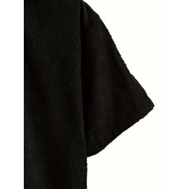 Men's Trendy Splicing Casual Short Sleeve Shirt With Chest Pocket, Men's Shirt For Summer Vacation Resort, Tops For Men, Gift For Men